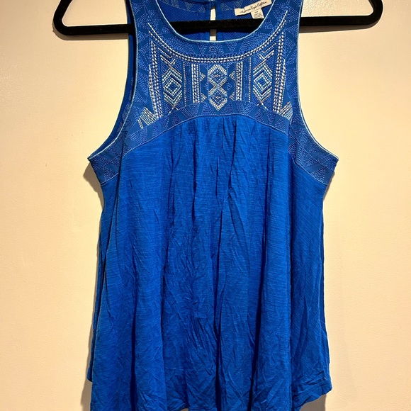 American Eagle Outfitters Tops - American Eagle Outfitters Royal Blue Embroidered Tank Top